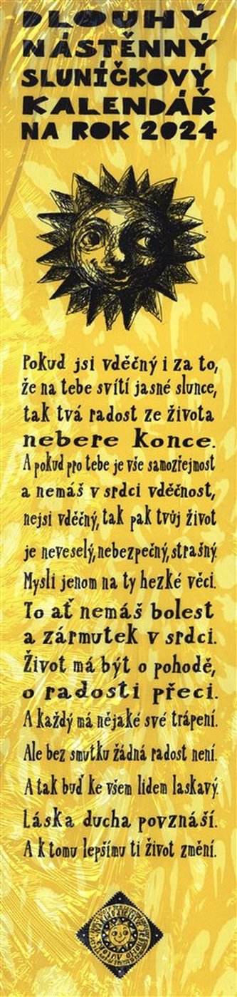 Dlouhý nástěnný sluníčkový kalendář na rok 2024