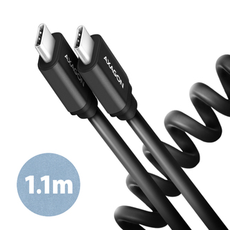 AXAGON BUCM-CM20TB, TWISTER kabel USB-C  USB-C, 1.1m, USB 2.0, PD 60W 3A, ALU, tpe, černý
