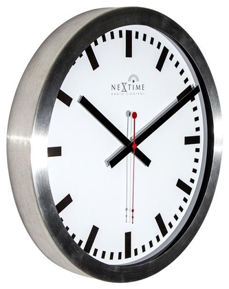 Designové nástěnné hodiny řízené signálem DCF 3999strc Nextime Station Stripe 35cm