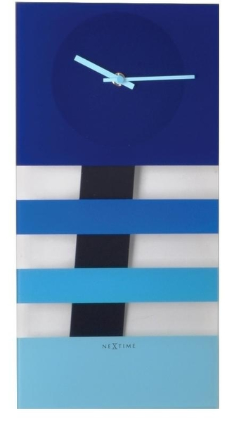 Designové nástěnné kyvadlové hodiny 2855bl Nextime Bold Stripes 38x19cm