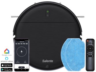 SALENTE R2, robotický vysavač, stírání vodou, nabíjecí stanice, černý