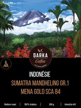 Indonesie Sumatra Mandheling Gr.1 Mena Gold SCA 84 - zrnková káva, balení 200 g