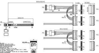 SFF-8643 (miniSAS-HD) -> 4×SFF-8482+2xSFF-8448, 65cm kabel s napájením