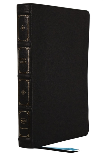 NKJV, Large Print Thinline Reference Bible, Blue Letter, Maclaren Series, Leathersoft, Black, Thumb Indexed, Comfort Pri