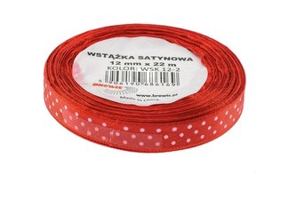 Wstążka satynowa w kropki czerwona 12mmx22m