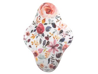 BIO Noční vložka (Bavlněné froté s PUL) - Malované pivoňky na bílé (biobavlněný úplet s GOTS)