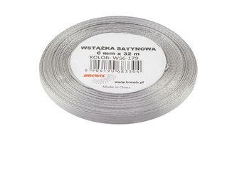 Wstążka satynowa srebrna 6mmx32m 2szt
