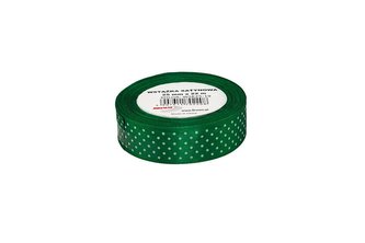 Wstążka satynowa w kropki zielona 25mmx22m