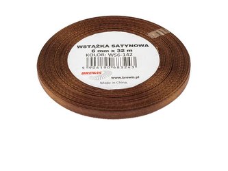 Wstążka satynowa brązowa 6mmx32m 2szt