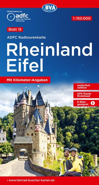ADFC-Radtourenkarte 15 Rheinland /Eifel 1:150.000, reiß- und wetterfest, E-Bike geeignet, GPS-Tracks Download, mit Bett+Bike Sym