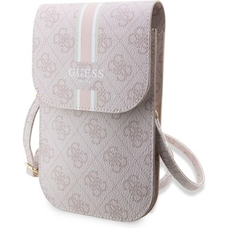 Guess PU 4G Printed Stripes Phone Bag růžový