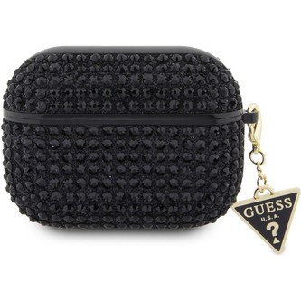 Guess Rhinestones Triangle Metal Logo pouzdro AirPods Pro černé