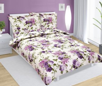 Povlečení bavlněné - lila růže - 140x200, 70x90 cm