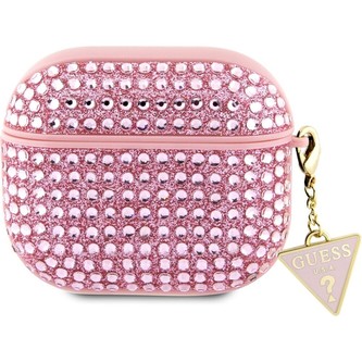 Guess Rhinestones Triangle Metal Logo pouzdro AirPods 3 růžové