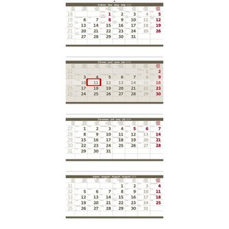 Čtyřměsíční skládaný kalendář šedý