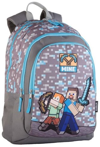 Školní batoh Minecraft: Warriors (objem 26 litrů|30 x 44 x 20 cm) šedá tkanina