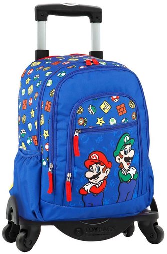 Dětský batoh s vozíkem Nintendo|Super Mario: Mario And Luigi (objem 19 litrů|30 x 40 x 16 cm) modrá tkanina Dětský batoh s vozíkem Nintendo|Super Mario: Mario And Luigi (objem 19 litrů|30 x 40 x 16 cm) modrá tkanina