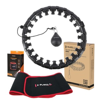SET HHW01 + BR163 ČERNÁ MASÁŽNÍ HULA HOOP OBRUČ SE ZÁVAŽÍM HMS