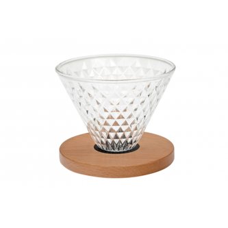 Oxalis Diamond - skleněný dripper s dřevěným prstencem