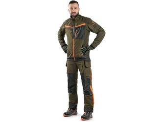 Kalhoty CXS NAOS pánské, khaki-olivová, HV oranžové doplňky, vel. 50