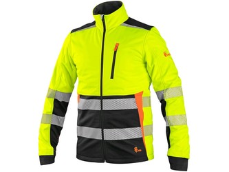Bunda CXS BENSON, výstražná, softshell, žluto-černá, vel. M