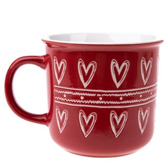 Keramický hrnek se srdci, červený, 6/36