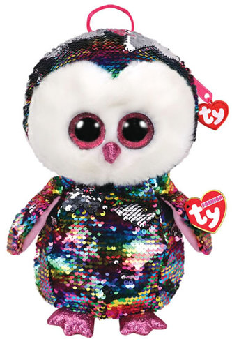 TY Fashion Sequins batůžek s otočnými flitry OWEN - sova
