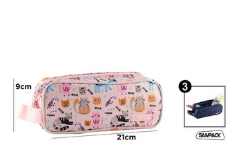 Piórnik 3 - komorowy 21x9cm z wyposażeniem Cat