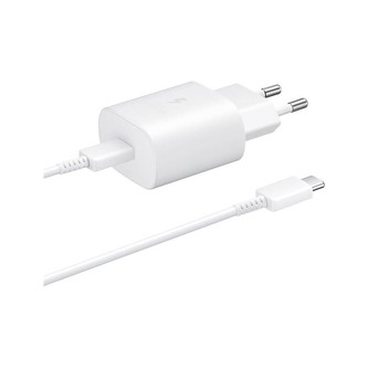Samsung síťová nabíječka EP-TA800EWE + kabel EP-DA705BWE USB-C, 25W, bílá, (bulk)