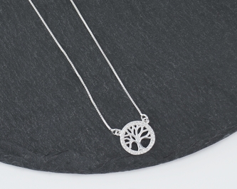 Stříbrný náhrdelník Strom života se zirkony