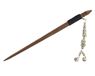 Jehlice do vlasů 18,5 cm, dřevo, rolničky, korálek kov O - válečky