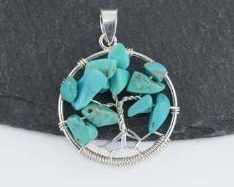 Stříbrný přívěsek Strom života - tyrkenit