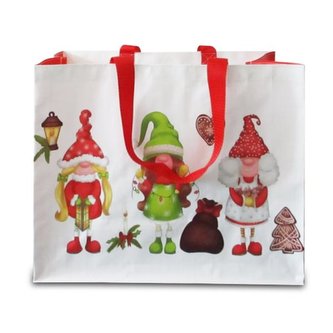 TAŠKA NÁKUPNÍ VÁNOČNÍ ELFÍCI 43X37X21.5CM