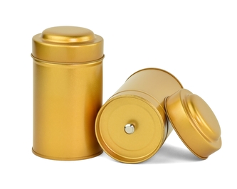 Dóza na čaj plechová 13 x 7,5 cm zlatá