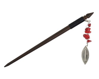 Jehlice do vlasů 18,5 cm, dřevo, polodrahokam - Jadeit červený