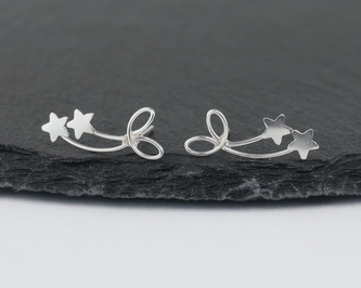 Stříbrné náušnice puzety - Kometa