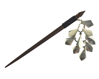 Jehlice do vlasů 18,5 cm, dřevo, velká kovová ozdoba C - hrozen, kosodelníky