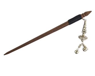 Jehlice do vlasů 18,5 cm, dřevo, rolničky, korálek kov C - U.F.O.