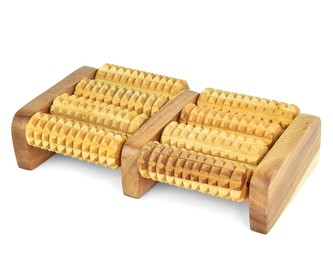 Dřevěná masážní podložka na nohy Spinner světlá 31 x 18 cm