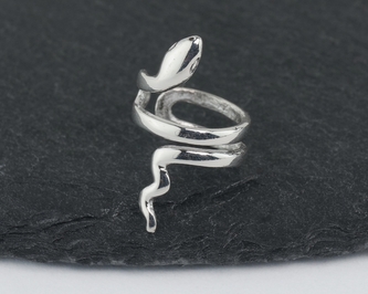 Stříbrná záušnice na boltec - Had, Levá