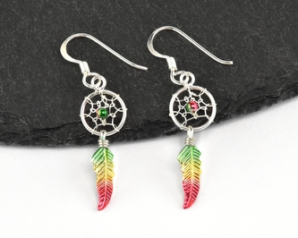 Stříbrné visací náušnice, Lapač snů rasta mini