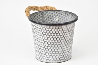 Plechový květináč na zavěšení 14,5x17 cm