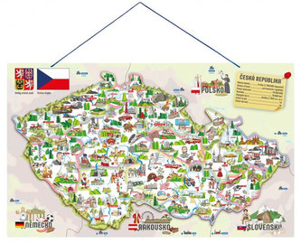 Magnetická mapa SR s obrázkami a spoločenská hra, 3 v 1