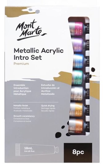 Mont Marte sada akrylových barev METALL,8 x 18ml, č. 8181, tuba, papírový obal