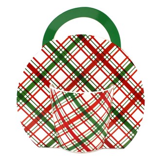 HOME ELEMENTS Hrnek 300 ml, Červenozelené káro