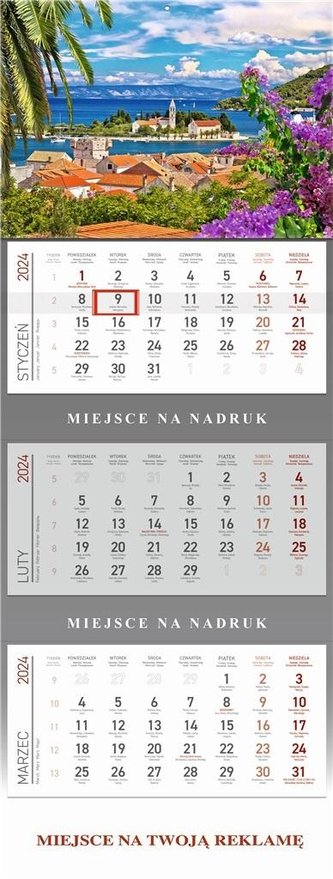 Kalendarz 2024 Trójdzielny Wyspa
