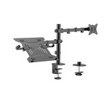 GEMBIRD Držák 3 monitorů na stůl s podstavcem pro notebook MA-DA-03, naklápěcí, až do 32” a 9kg, černý