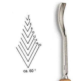 Dláto Stubai tvaru V 60° 5544 – šířka 2mm