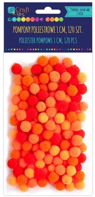 Pompony poliestrowe pomarańczowe 1cm 120szt