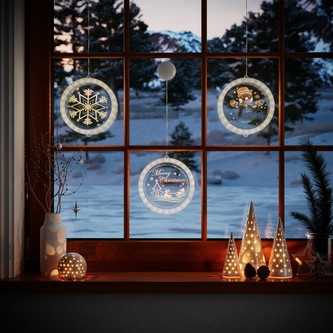 Světelná závěsná dekorace na okno MERRY CHRISTMAS o 15,5 cm Mybesthome